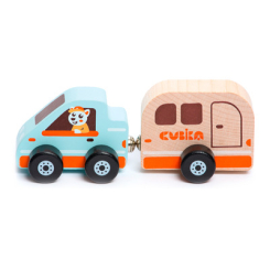 Машинки для малюків - Дерев'яна іграшка Cubika Будинок на колесах на магнітах (15368) (4823056515368)