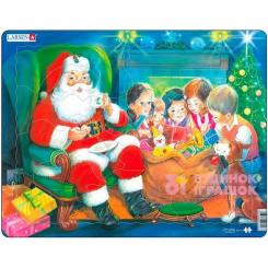 Пазлы - Пазл рамка-вкладыш Дед Мороз с детьми Larsen Maxi (JUL14)
