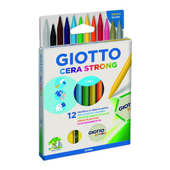 Канцтовари - Воскові олівці Fila Giotto Cera strong 12 кольорів із чинкою та ластиком (281800)