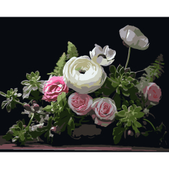 Товары для рисования - Картина по номерам Strateg Нежный цветочный натюрморт на черном фоне 40 х 50 см (AH1261)