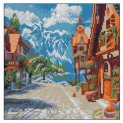 Мозаїка - Алмазна картина Strateg Гірське містечко (4823113897833)