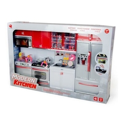 Меблі та будиночки - Ляльковий набір Сучасна кухня з мікрохвильовою піччю QunFeng Toys червона (26211)
