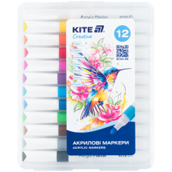 Канцтовари - Набір акрилових маркерів Kite Creative Jumbo 12 кольорів (K-1290)