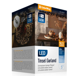 Мебель для геймеров - Светодиодная гирлянда-мишура СolorWay LED 150 5м 8 функций теплый цвет USB (CW-G-150L5U)