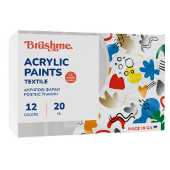 Канцтовары - Набор акриловых красок Brushme для текстиля 12 цветов (AP5201)