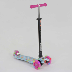 Самокати - Самокат дитячий пластмасовий з алюмінієвою трубкою керма + 4 колеса Pink/Blue (78791)