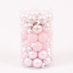 Аксесуари для свят - Кульки скляні Flora D 2,5 см 48 шт Рожевий (44534) (MR62902)