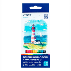 Канцтовари - Олівці кольорові Kite Classic акварельні 12 кольорів (K-1049)