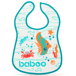 Детская посуда и аксессуары - Нагрудник хлопчатобумажный Baboo Sea Life белый (11-010)