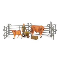 Фігурки тварин - Набір фігурок Kids Team Ферма Фермер рудоволосий корова та теля (Q9899-X10/1)