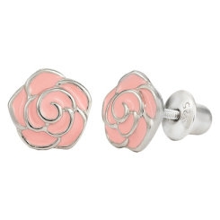 Ювелірні прикраси - Сережки UMa&UMi Троянда срібло рожеві (4109046937663)