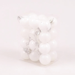 Аксесуари для свят - Набір пластикових новорічних куль Flora 24 шт D-4 см Білий (44409) (MR62530)
