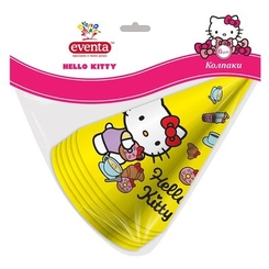 Аксесуари для свят - Ковпаки паперові EVENTA Hello Kitty 13 см 6 шт (39300700) (39302620)