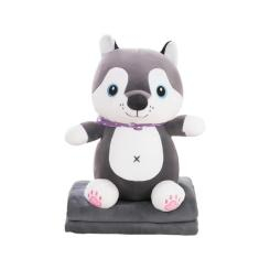 Мягкие животные - Мягкая игрушка-плед "Собачка" Bambi М 13945 размер пледа 166х110 см Серый (44602s54430)