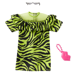 Одежда и аксессуары - Одежда Barbie Готовые наряды Зеленое платье в принт тигра (GWD96/GRC05)