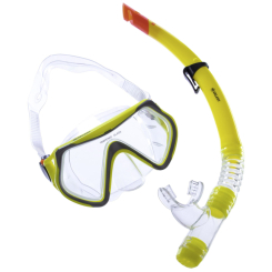 Для пляжа и плавания - Набор для плавания маска с трубкой Zelart M166-SN52-PVC Желтый-серый (PT0883)