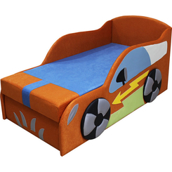 Детская мебель - Кроватка машинка Ribeka Автомобильчик Оранжевый (15M02)