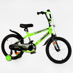 Велосипеды - Детский велосипед с багажником и доп колесами CORSO Striker 18" Green (115263)