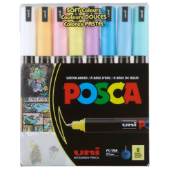 Канцтовари - Набір маркерів UNI Posca Soft Color 8 шт (PC-1MR SOFT COLOR 8C)