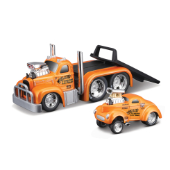 Транспорт и спецтехника - Игровой набор Muscle machines Трейлер-транспортер и машинка 1953 MACK B-61 Flatbed и 1941 Willys Couper Gassea (11532/4)