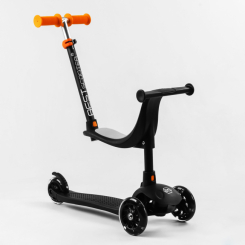 Самокати - Самокат-велобіг Best Scooter 3 в 1 колеса PU зі світлом сидіння батьківська ручка 50 кг Black (106695)