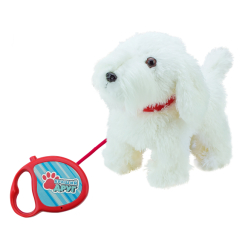 М'які тварини - Інтерактивна іграшка Країна Іграшок Собака на повідку біла (PL8212)