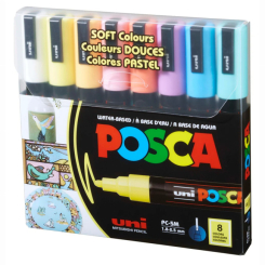 Канцтовари - ​Набір маркерів UNI Posca Soft Color 8 шт (PC-5M SOFT COLOR 8C)
