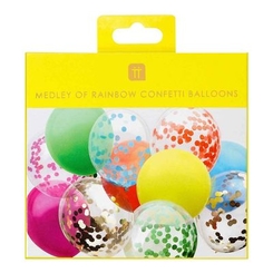 Аксесуари для свят - Повітряні кульки Talking tables Яскрава веселка з конфетті 30 см 12 штук (RAIN-BALL-CONFETTI)