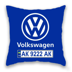 Подушки - Подушка з принтом Подушковик "Volkswagen" 32х32 см Синій (hub_qqzvtn)