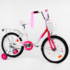 Велосипеды - Детский велосипед CORSO Fleur U-образная рама корзинка 18" White and pink (115245)