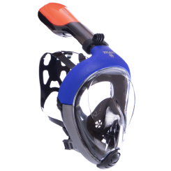 Для пляжа и плавания - Маска для снорклинга с дыханием через нос Zelart M501L (силикон черный, р-р S-M) Синий-серый (PT0862)