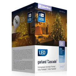 Мебель для геймеров - Светодиодная гирлянда-каскад СolorWay LED 98 7x1.5м 8 функций теплый цвет USB (CW-G-98L71CU) Мебель для геймеров - Светодиодная гирлянда-каскад СolorWay LED 98 7x1.5м 8 функций теплый цвет USB (CW-G-98L71CU)