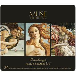 Канцтовары - Карандаши MUSE Круглые Металлическая коробка 24 цвета (101M-24)