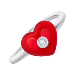 Ювелирные украшения - Кольцо UmaUmi Symbols Сердечко с красной эмалью и фианитом (2210000018853)