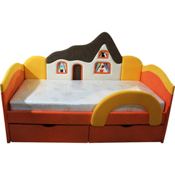 Детская мебель - Детская кроватка Ribeka Домик Оранжевый (09K048)