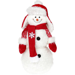 Аксессуары для праздников - Мягкая игрушка Снеговичок в шапке-ушанке 48 см Bona DP42927 Белый