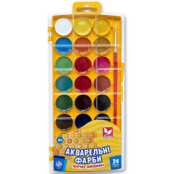Канцтовары - Краски акварельные медовые Школярик 24 цвета (302023001-UA) Канцтовары - Краски акварельные медовые Школярик 24 цвета (302023001-UA)
