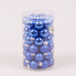 Аксесуари для свят - Кульки скляні Flora D-2,5 см 48 шт Синій (44497) (MR62941)