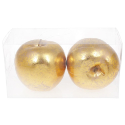 Аксессуары для праздников - Набор декоративных яблок на подвесе BonaDi 10 см 2 шт Золотистый (130-412) (MR62378)