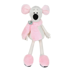 Мягкие животные - Мягкая игрушка Maxi toys Мышка Носатик в меховом шарфике и тапочках 23 см (2024407)