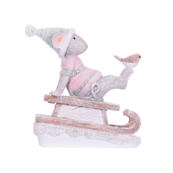 Аксесуари для свят - Статуетка Мишка на санчатах 11х11 см Lefard AL45679