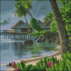 Мозаїка - Алмазна картина Strateg Тропічний берег 30 х 30 см (FZ3030-31)