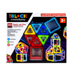 Магнитные конструкторы - Магнитный конструктор IBLOCK 30 деталей (PL-923-526)