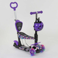 Самокаты - Самокат детский многофункциональный с родительской ручкой 5в1 Best Scooter PU колеса с подсветкой Purple (74073)