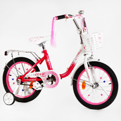 Велосипеди - Дитячий велосипед CORSO 16" Fleur U-подібна рама кошик Pink and white (115257)