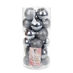 Аксесуари для свят - Набір пластикових новорічних кульок Flora 24 шт D-6 см(11647) (MR35184)