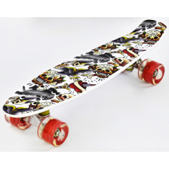 Пенниборд - Скейт Пенни борд со светящимися PU колёсами Best Board Sculls Hearts Разноцветный (74543)