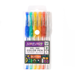 Канцтовари - ​Ручки гелеві Malevaro Glitter 6 кольорів (ML760158)