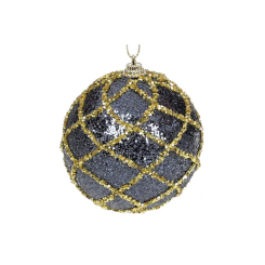 Аксесуари для свят - Ялинкова куля BonaDi 8 см Синій із золотистим (182-180) (MR63018)