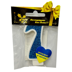 Аксессуары для праздников - Свеча Party House Цифра 7 большая голубая (4823848300479)